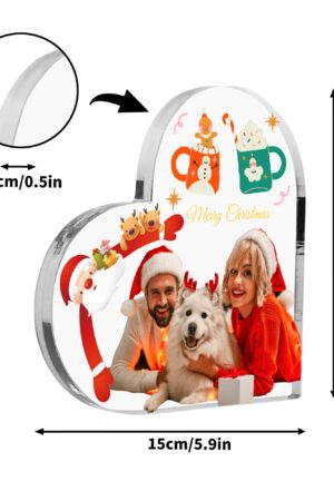 Heart Shaped Christmas Acrylic Keepsake Ornament Personalized Gift