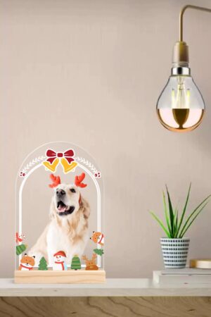 Personalised Lightweight Arch Acrylic Table Sign with Wood Stand