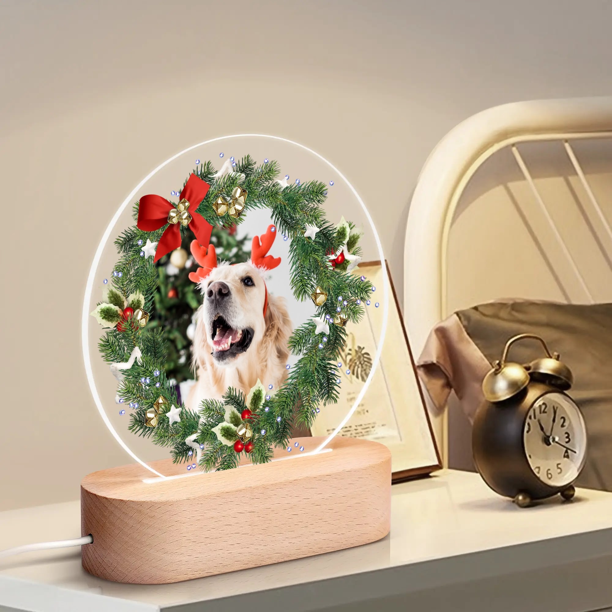 Personalised Name Acrylic Round Lamp Night Light Home Decor - Image 2