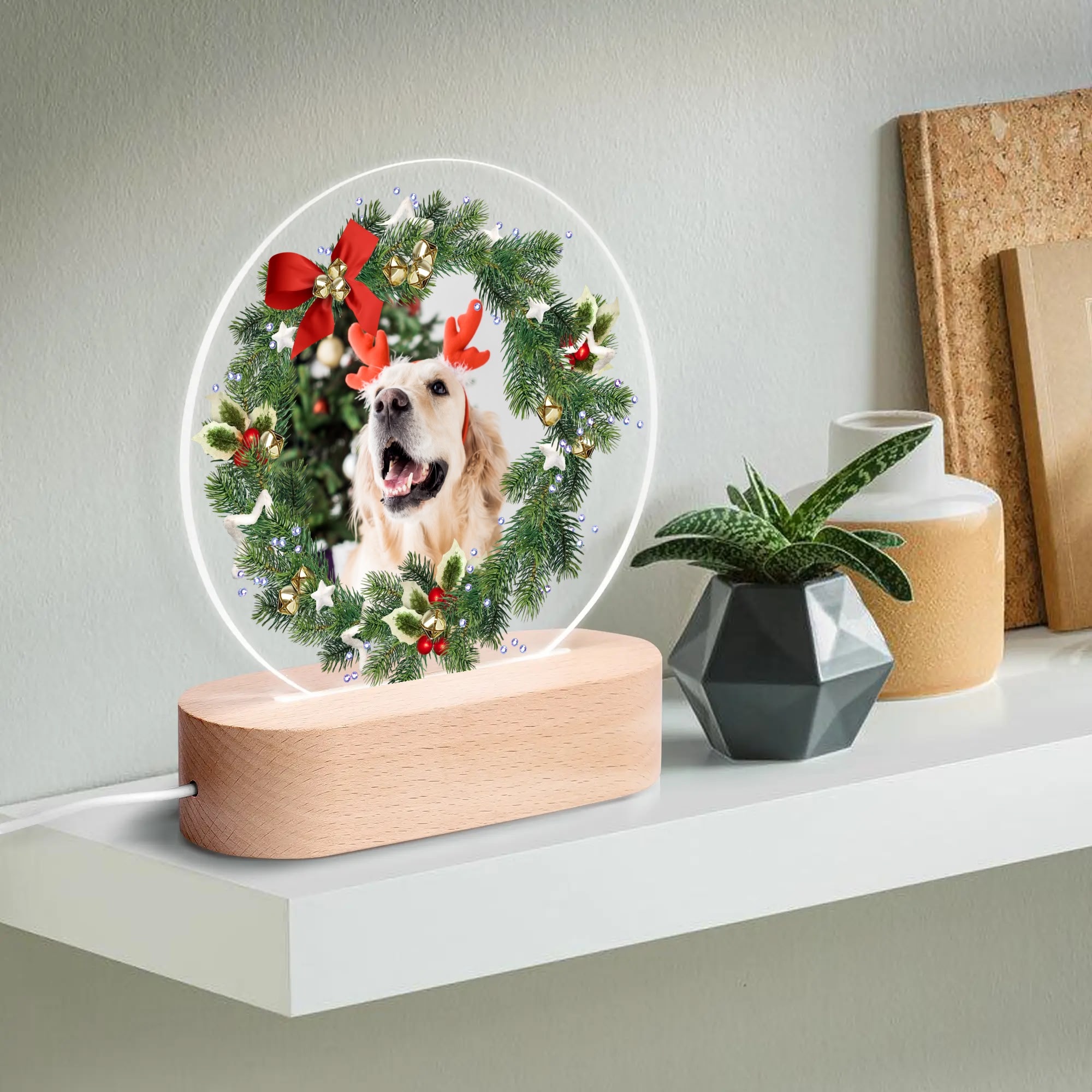 Personalised Name Acrylic Round Lamp Night Light Home Decor - Image 4