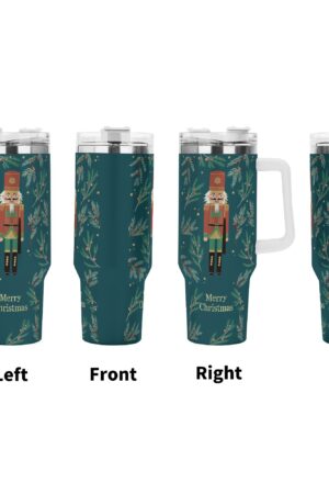 Personalized 40oz Stainless Steel Tumbler Gift With White Handle and Straw