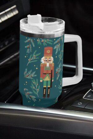 Personalized 40oz Stainless Steel Tumbler Gift With White Handle and Straw