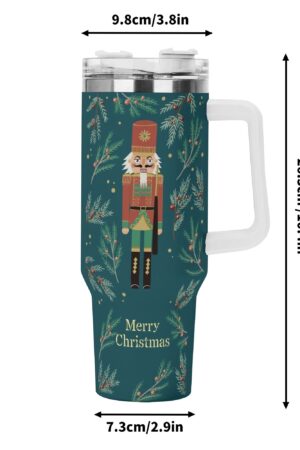 Personalized 40oz Stainless Steel Tumbler Gift With White Handle and Straw