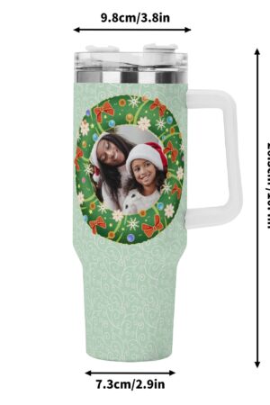 Personalized 40oz Stainless Steel Tumbler Gift With White Handle and Straw