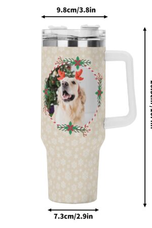 Personalized 40oz Stainless Steel Tumbler Gift With White Handle and Straw