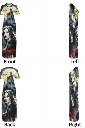 Women's Short Sleeve Dress Casual All Over Print Tshirt Long Dresses