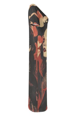 Women's Short Sleeve Dress Casual All Over Print Tshirt Long Dresses