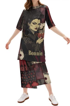 Women's Lightweight Oversize Half-Sleeve T-shirt & Midi Skirt Two-Piece Set