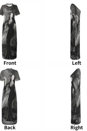 Women's Short Sleeve Dress Casual All Over Print Tshirt Long Dresses