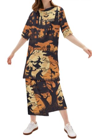 Women's Lightweight Oversize Half-Sleeve T-shirt & Midi Skirt Two-Piece Set