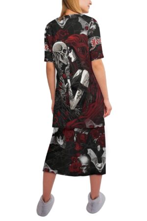 Women's Lightweight Oversize Half-Sleeve T-shirt & Midi Skirt Two-Piece Set