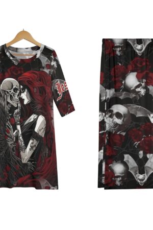 Women's Lightweight Oversize Half-Sleeve T-shirt & Midi Skirt Two-Piece Set