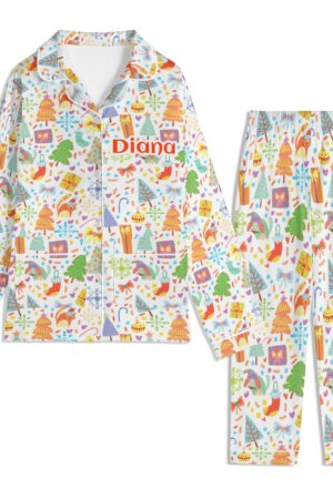 Children's Long Sleeve Nightwear Pajama Set with Pockets