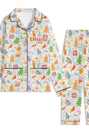 Children's Long Sleeve Nightwear Pajama Set with Pockets