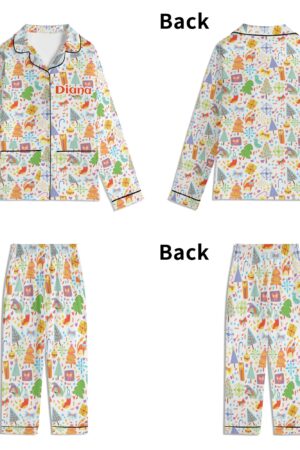 Children's Long Sleeve Nightwear Pajama Set with Pockets
