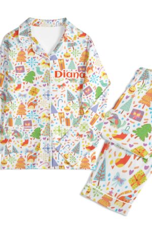 Children's Long Sleeve Nightwear Pajama Set with Pockets