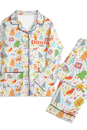 Children's Long Sleeve Nightwear Pajama Set with Pockets
