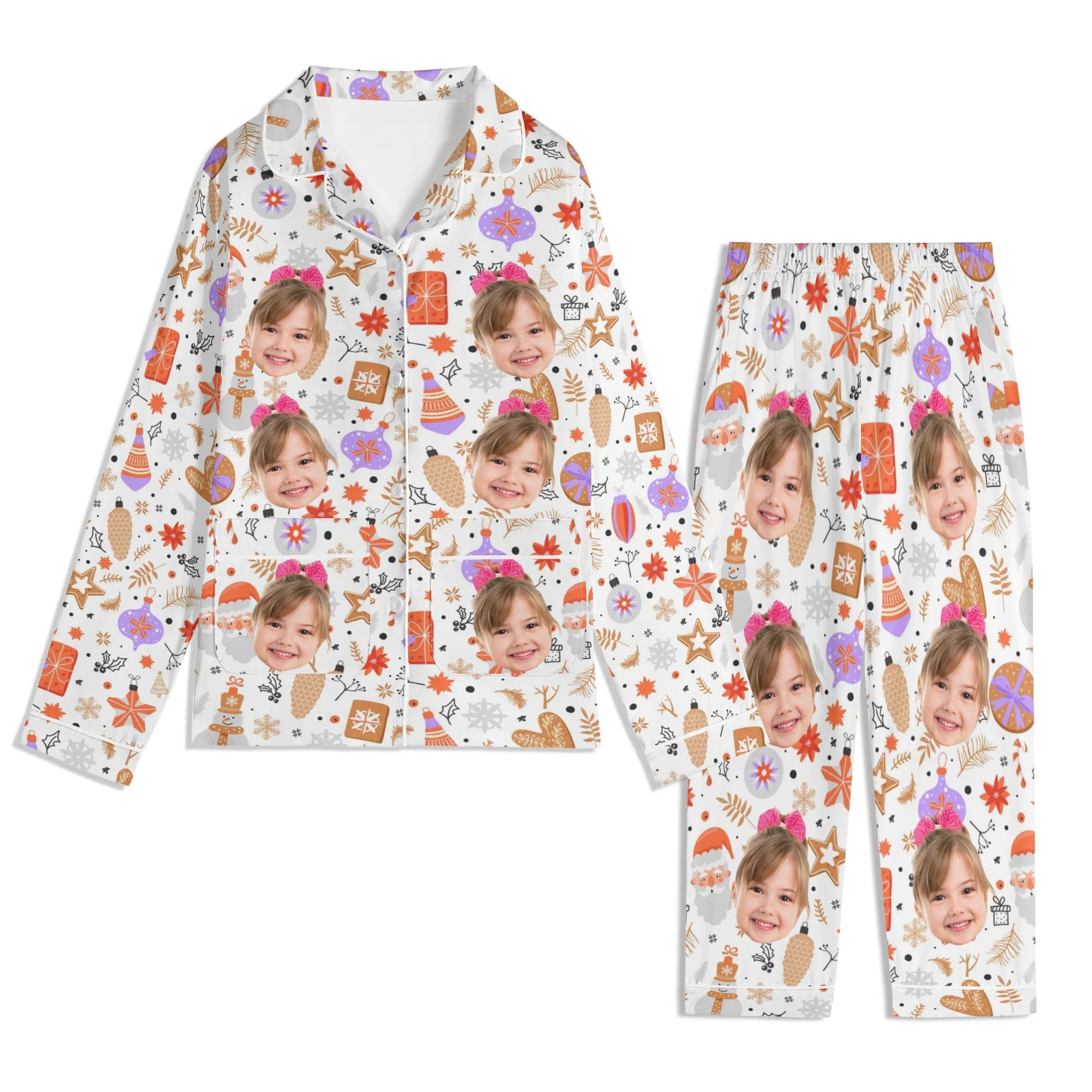 Children's Long Sleeve Nightwear Pajama Set with Pockets - Image 2