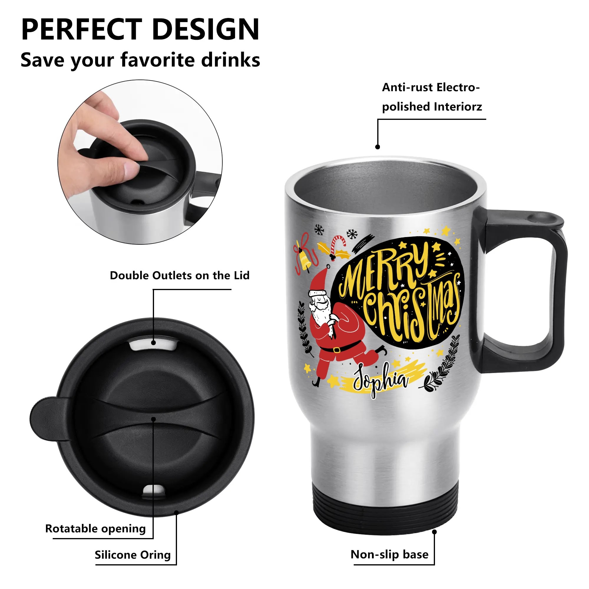 Stainless Steel Travel Coffee Mug (14 oz) - Image 6