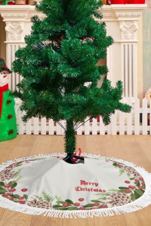 Merry Christmas Fringed Christmas Tree Skirts Decor Home 3 Sizes