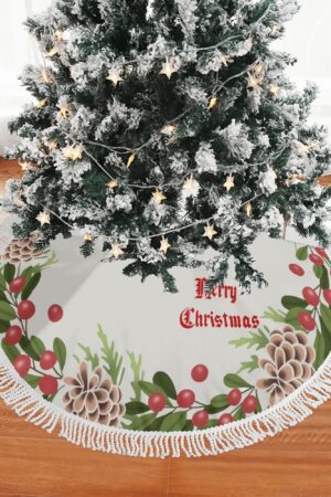 Merry Christmas Fringed Christmas Tree Skirts Decor Home 3 Sizes