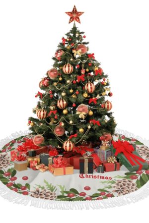 Merry Christmas Fringed Christmas Tree Skirts Decor Home 3 Sizes