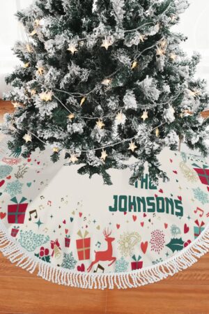 Merry Christmas Fringed Christmas Tree Skirts Decor Home 3 Sizes