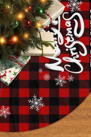 Merry Christmas Snowflake Tree Skirt for Xmas Decor Home 3 Sizes