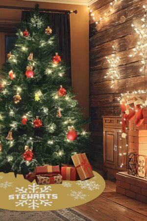 Merry Christmas Snowflake Tree Skirt for Xmas Decor Home 3 Sizes