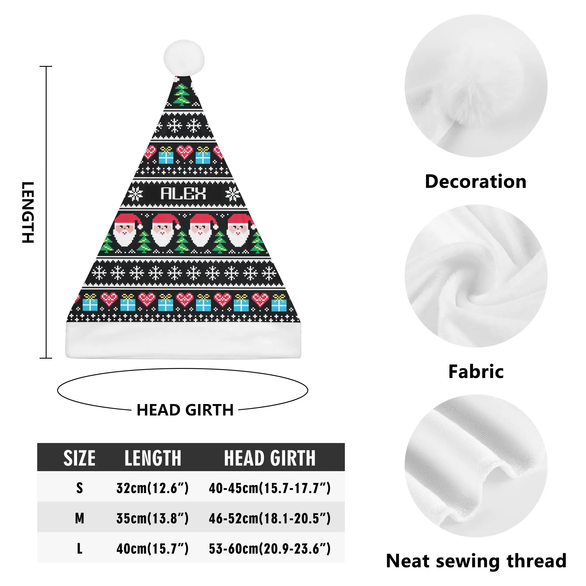 All Over Print Unisex Christmas Santa Hats - Image 8