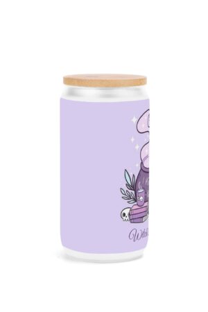 Frosted 16oz Glass Cups with Bamboo Lid Beer Can Tumbler