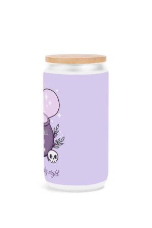 Frosted 16oz Glass Cups with Bamboo Lid Beer Can Tumbler