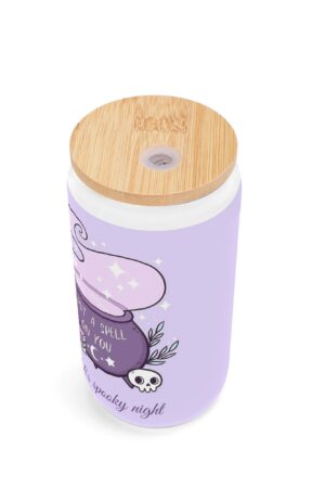 Frosted 16oz Glass Cups with Bamboo Lid Beer Can Tumbler