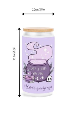 Frosted 16oz Glass Cups with Bamboo Lid Beer Can Tumbler