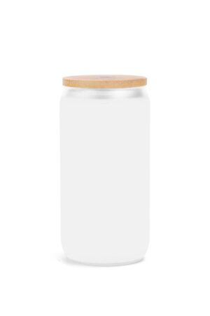 Frosted 16oz Glass Cups with Bamboo Lid Beer Can Tumbler