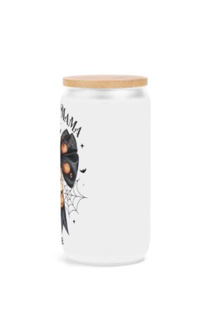 Frosted 16oz Glass Cups with Bamboo Lid Beer Can Tumbler