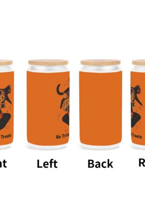 Frosted 16oz Glass Cups with Bamboo Lid Beer Can Tumbler