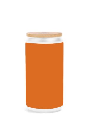 Frosted 16oz Glass Cups with Bamboo Lid Beer Can Tumbler