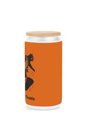 Frosted 16oz Glass Cups with Bamboo Lid Beer Can Tumbler