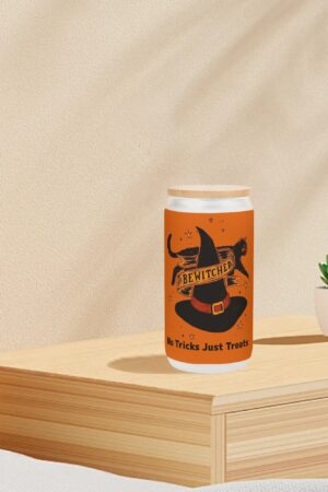 Frosted 16oz Glass Cups with Bamboo Lid Beer Can Tumbler