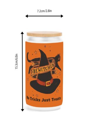 Frosted 16oz Glass Cups with Bamboo Lid Beer Can Tumbler