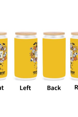 Frosted 16oz Glass Cups with Bamboo Lid Beer Can Tumbler