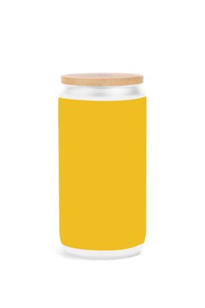 Frosted 16oz Glass Cups with Bamboo Lid Beer Can Tumbler