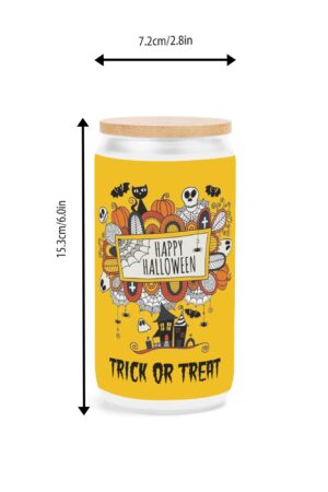 Frosted 16oz Glass Cups with Bamboo Lid Beer Can Tumbler