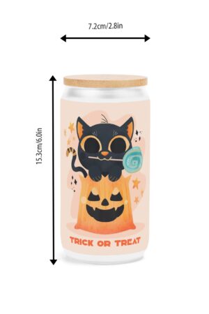 Frosted 16oz Glass Cups with Bamboo Lid Beer Can Tumbler