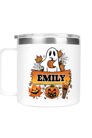 Personalized 14oz Stainless Steel Coffee Mug Coffee Cup with Lid and Handle