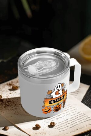 Personalized 14oz Stainless Steel Coffee Mug Coffee Cup with Lid and Handle