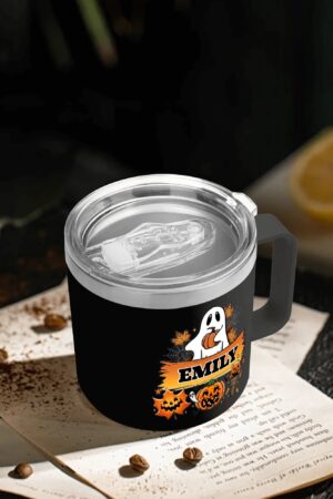 Personalized 14oz Stainless Steel Coffee Mug Coffee Cup with Lid and Handle