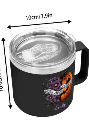 Personalized 14oz Stainless Steel Coffee Mug Coffee Cup with Lid and Handle