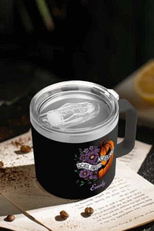 Personalized 14oz Stainless Steel Coffee Mug Coffee Cup with Lid and Handle